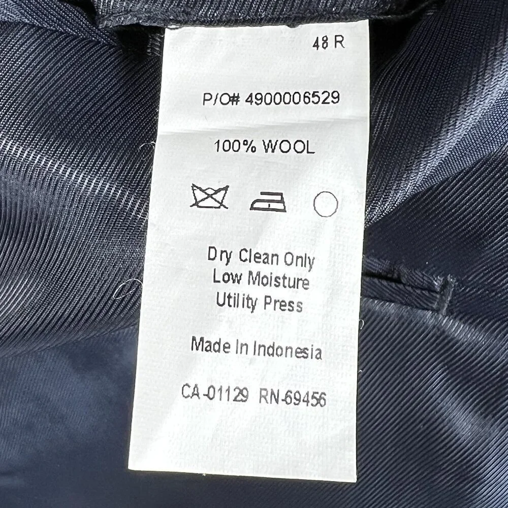 Calvin Klein Mens 44R Blue Pinstripe Wool Single Breasted Sport Coat Old Money